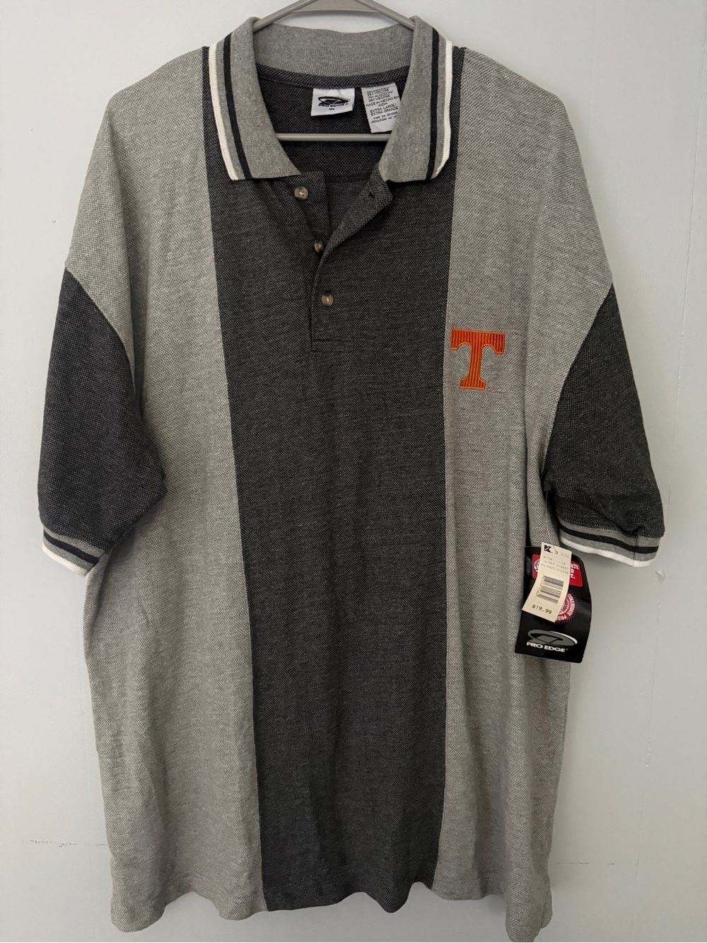 Vintage University of Tennessee Embroidered Gray & Charcoal Stripe Polo Shirt